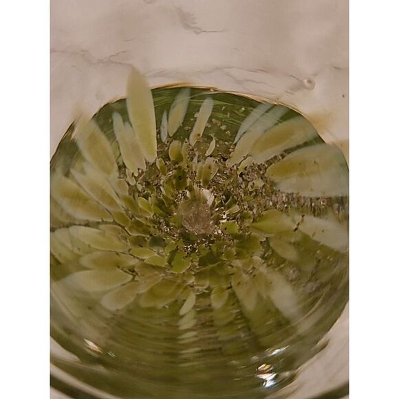 Julia Knight CONFETTI Italy Handblown Greens& Glitter Wine Glass 8½" Signed EUC - Picture 8 of 10
